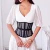 Cinta modeladora de cintura em espartilho transfronteiriça personalizada com malha transparente, moderna e respirável, com amarração frontal e barbatanas para modelagem