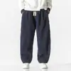 Nuevos Pantalones Harem Sueltos Estilo Chino Otoño e Invierno Pana Talla Grande Pantalones Casuales Pantalones Rectos Cónicos para Hombre
