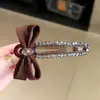 Grampo preguiçoso de poá estilo Maillard com strass brilhante, presilha de cabelo vintage de alta qualidade para prender penteados altos
