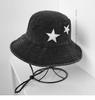 Chapéu de Pescador Jeans Ocidental Estrela Rosa Vintage Chapéu de Sol para Montanhismo ao Ar Livre de Mulheres Chapéu de Sol para Acampamento Férias para Homens