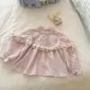 Camisa Floral de Muñeca para Niña Estilo Nuevo de Otoño Estilo Coreano Niña Bebé Dulce Francés Adorno de Encaje Manga Larga Top Primavera Otoño