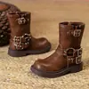 Dr. Infantil. Botas Martens 2026 Nueva Primavera/Otoño Padre-Hijo Retro Vaquero Occidental Caña Baja Niñas Hebilla Metálica Botas Cortas de Trabajo