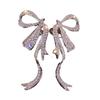 Brincos de Tachas de Laço de Fita de Luxo Leve e High-End com Strass, Brincos Minimalistas Exagerados e Modernos Galvanizados, Pendentes de Orelha da Moda