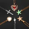Collar Transfronterizo Europeo y Americano de Joyería Multielemento Cruz Corazón Estrella de Mar Cadena de Oro y Plata Diseño de Nicho Estilo Lujo Ligero