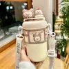 Copo Térmico para Meninas Alto Valor Estudante Grande Capacidade Copo de Isolamento Frio Garrafa de Água Portátil Canudo Duplo para Bebida Copo de Água Infantil