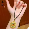 Colgante de Calabaza Chapado en Oro Tendencia de Tiktok, Dios de la Riqueza Amarillo, Brújula de los Ocho Tesoros Propicios, Cadena para Suéter de Cuerda para Cumplir Deseos al por Mayor