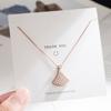 Collar de Plata de Ley s925 Lujo Ligero Completamente Diamantado Falda Pequeña Hebilla Original Exquisito Forma de Abanico Celebridad de Internet TikTok Colgante para Transmisión en Vivo