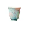 Taza de Cerámica para Cata de Té de Orquídea Pintada a Mano Color Bajo Esmalte Taza de Té Bloque de Color Azul Polvo Nuevo Estilo Chino Gongfu Juego de Té Taza de Anfitrión