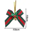 Laço Sino de Natal Decoração Gravata Pingente Árvore de Natal Acessórios Laço com Listras Vermelhas e Verdes Sino Gravata