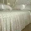 Falda de Cama Acolchada Estilo Princesa Cubre Cama Dos en Uno Borde Feo Encaje Cubre Cama Falda de Cama Estilo Cuatro Estaciones Universal Cubre Colchón