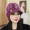 Chapéu de Inverno para Mãe, Mulheres de Meia-Idade e Idosas, Proteção Contra Frio, Chapéu Quente com Proteção para Orelhas, Chapéu de Lã Tricotado com Pelúcia para Avó e Senhora Idosa