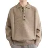 Suéter de punto con cuello polo para hombre estilo old money retro de alta gama con botones manga larga otoño e invierno venta al por mayor de fábrica transfronteriza