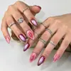 Arte de Uñas Francesas Negras Transfronterizas Europeas y Americanas de Venta Caliente Piezas de Uñas para Usar Avanzado Línea Dorada Almendra Pegamento para Uñas Piezas de Uñas