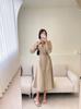 Vestido elegante con cordones en la cintura estilo herramientas de Corea del Sur para mujer