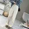 A primavera não está atrasada Novos produtos de outono Algodão elástico com cordão e cintura elástica Estilo preguiçoso Perna curva Calça de moletom casual de perna larga que emagrece para mulheres