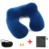 Almohada en Forma de U de PVC Estilo Nuevo, Desmontable y Lavable, Almohada Inflable de Joroba para Descanso del Mediodía, Almohada Inflable para Cuello de Viaje en Avión con Opción de Código de Barras