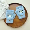 Guantes para Niños de 7 a 12 Años, Cálidos de Invierno y a Prueba de Frío, Unisex, Forrados de Felpa, Guantes de Punto Convertibles de Medio Dedo, Lindo Diseño de Dibujos Animados