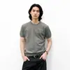 Camiseta de Punto de Manga Corta Estilo Old Money para Hombre, Tendencia Europea y Americana Ins Color Sólido Capa Base Casual para Verano
