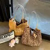 Bolsa de Lona Dupla Face Estilo Coreano Estampa de Leopardo Preguiçoso para Mulheres 2025 Nova Bolsa de Ombro Tote de Grande Capacidade para o Dia a Dia