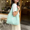 Bolsa Colete Xadrez Fresca e Simples Estilo Coreano, Leve e de Grande Capacidade, Adequada para Estudantes Indo para as Aulas e para o Trabalho, Bolsa de Mão Portátil para Mulheres