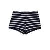 Nuevo Estilo Otoño Moda Retro Francesa Rayas Ajuste de Cintura Chaqueta Cardigan Tejida Conjunto de Shorts de Encaje para Mujer
