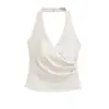 Top corto de yoga de verano para mujer con almohadillas en el pecho, elegante y deportivo, corte ajustado, camisola con escote en V cruzado