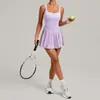 Vestido Deportivo de Tenis sin Espalda Transfronterizo para Mujer, Falda de Yoga Plisada Antiexposición, Vestido de Tenis para Fitness al Aire Libre 3928