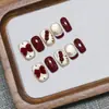 Arte de Unhas de Ano Novo com Frutas Cristalizadas Cobertas de Açúcar Feitas à Mão de Alta Qualidade, Estilo Curto, Adesivos de Unhas Cat-Eye que Realçam a Pele