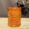 Porta plumas artesanal de madera de ébano tallada en forma de loto para escritorio de oficina y hogar, adorno de porta plumas estilo chino, regalo de negocios