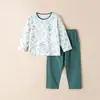 Conjunto Casa Algodão Puro Fino Estilo Coreano Roupas de Casa para Meninas Gola Redonda Manga Longa Pijama Infantil Masculino Classe A Verão