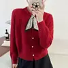 Nuevo cárdigan de punto con cuello redondo y decoración de bufanda estilo coreano para otoño para mujer, holgado y suave, suéter abrigo juvenil
