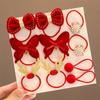 Nuevo Diadema de Goma para Niños Adorno de Cabeza de Año Nuevo Cuerda para el Pelo con Lazo Anillo para el Cabello de Bebé No Tira Cuerda para el Cabello de Niñas Accesorios para el Cabello de Año Nuevo