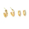 Aretes de Diamantes Apilados de Oro de 18 Quilates, Aretes Tipo Anillo Sencillos, Aretes Elegantes, Juego de Dos Piezas de Joyería Transfronteriza Europea y Americana