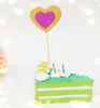 Cartão de inserção para bolo de amor de camada dupla brilhante com glitter rosa amor terno inserção brilhante 6 peças por pacote