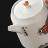 Ceniza de Planta Koi Tetera Individual Tetera Vintage Kung Fu Juego de Té Tetera para el Hogar Tazas de Té Llenas de Oro y Jade