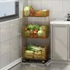 Estante de Almacenamiento para Cocina de Pie Multifuncional Gran Capacidad Estante de Almacenamiento para Frutas y Verduras Multicapa Móvil Carrito Pequeño Cesta para Verduras
