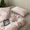 Sábanas de Algodón Lavado Ins Color Puro Juego de Cuatro Piezas Cubre Edredón de Algodón Puro Ropa de Cama Dormitorio Juego de Tres Piezas Sábanas Ajustables