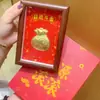 Oro Puro 999 Espejo Marco Bendición Dios de la Riqueza Adorno de Transferencia Ocho Direcciones de la Riqueza Decoración de Oficina Artesanía Casera Regalo
