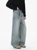 Ropa para Hombre Fengshe / Jeans de pierna ancha con salpicaduras y pedrería estilo americano moderno para hombres y mujeres, estilo casual retro recto holgado