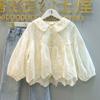 Traje de Primavera de Manga Larga para Niñas, Camisa con Cuello de Muñeca de Encaje de Nuevo Estilo, Conjunto de Dos Piezas de Jeans para Niños