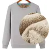 Sudadera de sherpa de peso pesado estilo americano, unisex, con forro y grosor añadidos, cuello redondo, versátil, cálida y disponible en tallas grandes, de manga larga