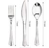 Tenedor Grande Electroplateado Igual de Lelecha Empaquetado Individualmente Tenedor de Plástico Desechable Cuchillo, Tenedor y Cuchara para Comida Occidental Plata Negro