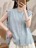 Tops sin mangas para mujeres de mediana edad y mayores, nuevo estilo 2026, camisas casuales holgadas, camisetas de verano elegantes para madres, efecto adelgazante