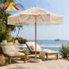 Sombrilla tejida a mano con cuerda, sombrilla para el sol para exteriores, sombrilla con poste central hueco, sombrilla de playa, sombrilla con borlas, nuevo tipo de sombrilla para el sol para la costa y la playa