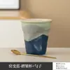 Taza de café de cerámica cultural y creativa con cuchara, se puede imprimir con logotipo, taza con grabado de regalo, juego de caja de regalo de recuerdo empresarial