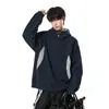 Em estoque, novo modelo outono 2026, algodão chinês de peso pesado 380g, moletom com capuz casual oversized com design de patchwork, W6096-