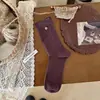 Songmu "Meias de Cashmere com Botão Estilo Coreano Femininas Outono Inverno Novas Engrossadas Microcompressão Meio da Panturrilha Meias Largas Tendência"
