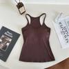 Camisola acanalada de algodón con forma de I, versátil, con hermoso diseño en la espalda, tirantes elásticos, copas en el pecho, efecto adelgazante, top sin mangas para mujer