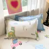 Conjunto de quatro peças 100% algodão Classe A, capa de edredom e lençol de algodão puro, estilo fresco e simples, tamanho de solteiro/casal, design de desenho animado, conjunto de três peças para dormitório estudantil 4