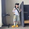 Conjunto Nuevo de Verano para Niños y Niñas 2025 Tendencia Graffiti Manga Corta Pantalones Cortos de Mezclilla para Niños Conjunto de Dos Piezas